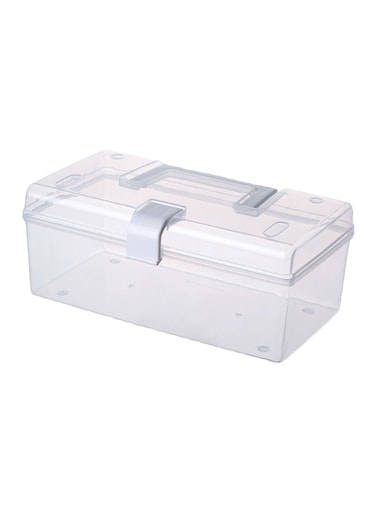 Transparent Plastic Storage Box with Handle &amp; Lock &acirc;&euro;&ldquo; 18.5 x 10 x 11 cm