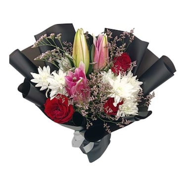 Elegant Lily and Rose 7-Stem Bouquet