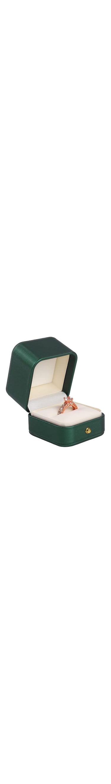 Oasisgalore Engagement Ring Box Green, Square Leather Velvet Rings Storage Box Small Gift Box