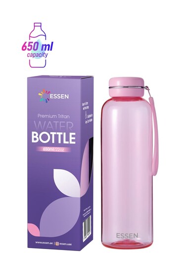 Tritan Water Bottle for Kids School Gym Office Outdoor Water Bottle Sports Exercise Travel BPA Free Leak Proof Pink &acirc;&euro;&ldquo; 650 ml