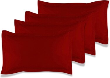 MUSA&Acirc;&reg; Cotton Pillow Cover Shams - Washable Pillowcases for Sofa Cushions, Bedrooms &amp; Dorm Decor (Set of 4, Burgundy, 50 x 65cm)
