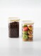 Set of 2- 1100ML Borosilicate Square Glass Storage Jar with Air tight Silicon Lid for Candy Cookie Rice Sugar Flour Pasta Nuts