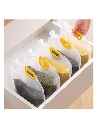 5Pcs Multigrain Storage Bags,Grain Moisture Proof Sealed Bag,Food Storage Pouches,Airtight Packaging Baggies, Reusable and Stand Up Storage (2.5L)