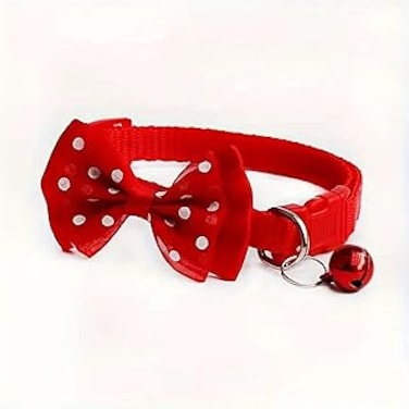 2 PCS Pet Collar With Bell Adjustable Lightweight Nylon For Cats &amp; Small Dogs Cat Pet Bowknot Cute Bow Tie Bell Collor Cat Collar With Bell (Red)