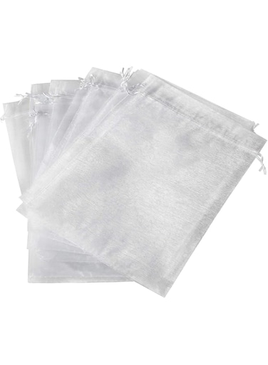 Beibi 50 Pcs White Organza Bags Large, 20 x 30 cm Drawstring Gift Bags Mesh Jewelry Pouches for Christmas Wedding Shower Party Favours