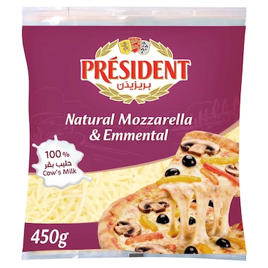 President Natural Mozzarella and Emmental Shredded Cheese, 450g