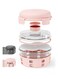 Lunch Box, Food Container with Ice Pack, Sauce Cup, 3 Compartment Tray, Borosilicate BPA Free Glass Salad Bowl with Silicone Protection, Freezer, Dishwasher, Microwave Safe, 950ml(Blush Pink)