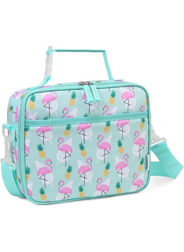 VASCHY Lunch Box Bag for Kids, Reusable Insulated Lunch Box Containers Coolers for Toddler Boys and Girls with Detachable Shoulder Strap for Daycare School Flamingo