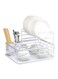 Dish Rack Drying Stand Dish Rack for Kitchen Organizer Rack With Tableware Cutting Board Rack Dish Rack Drainer Board Rack 2 Layer Dish Racks for Home Kitchen White