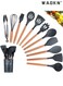 Cooking Utensils Set of 12, Silicone Kitchen Utensils with Wooden Handle, Non-stick Cookware Friendly &amp; Heat Resistant, Includes Spatula/Ladle/Slotted Turner/Serving Spoon/Spaghetti Server