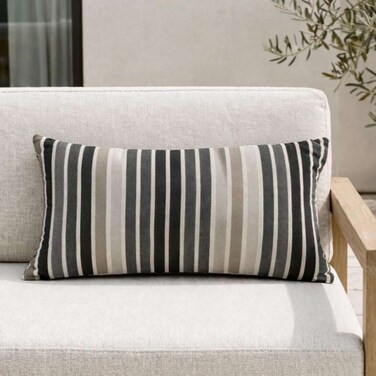 Home Grey Tonal Stripe Lumbar Pillow 30x50 cm
