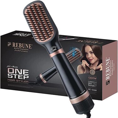 REBUNE RE-8888 Hair Styler One-Step Hot Air Stylers, 1300W Hair Dryer &amp; Volumizer Styler Hot Air Brush (Black)