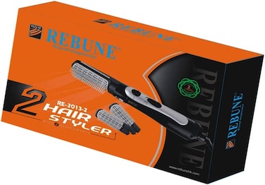 مشط الشعر الكهربائي RE-2013-2 من REBUNE سريع التسخين (3 ثوانٍ) مع فرشاتين