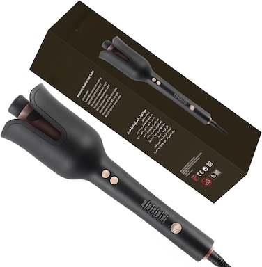 RE-2082 Auto Hair Curler Automatic Curling Iron Wand Professional Curling Wand Rotating Fast Heating for Women Mid Length to Longer Hair - Black.