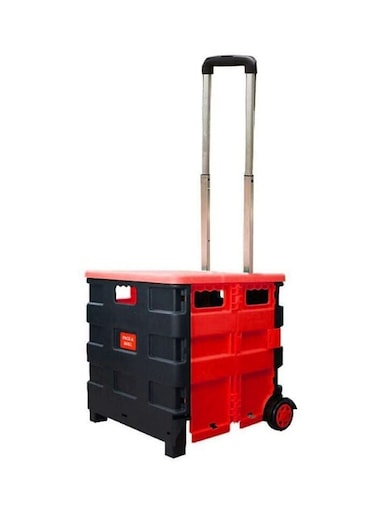 Wheeled Collapsible Shopping Cart With Lid Black/Red 14.96x12.99x14.17inch