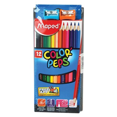 مابد بلاك بيبس أقلام التلوين 12 قطعة ومبراة قطعتين