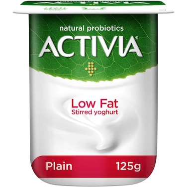 Activia Stirred Yogurt, Dairy Snack, with Probiotics Low Fat Plain Yogurt, 120g