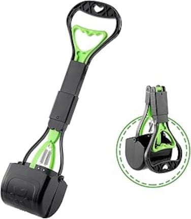 CENXI Pooper Scooper for Dogs and cats, 45 CM Long Handle Poop Scooper for One-Hand Use, Pet Pooper Scooper Foldable and Portable, Easy to Use on Grass, Dirt, Gravel - Green