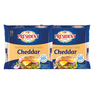 President Burger Cheddar Cheese Slice, 200g Pack of 2