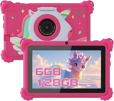 7 Inch Tablet   Android 15   8GB RAM 256GB ROM (512GB TF)   HD IPS Eye Protection Display   Parental Control   Shockproof Case, CM88   Rose.