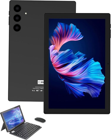 جهاز لوحي ذكي C idea CM8600 Plus مقاس 10 بوصات، يعمل بنظام Android 15، يأتي مع لوحة مفاتيح وماوس وغطاء حماية، يدعم شريحة اتصال واحدة (5G LTE) وشبكة Wi-Fi، ومناسب للطلاب (اللون الأسود)