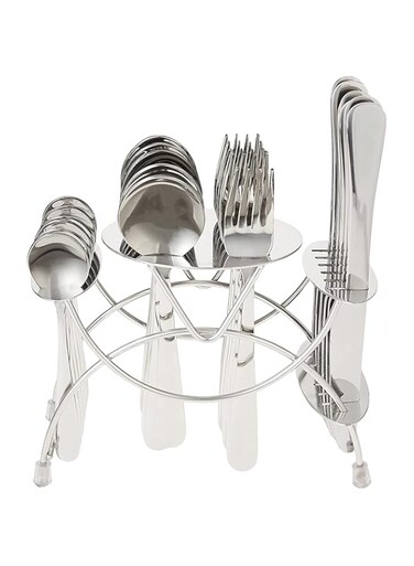 FNS Glaze Cutlery Set 24Pcs Steel Mirror Finish With Stand