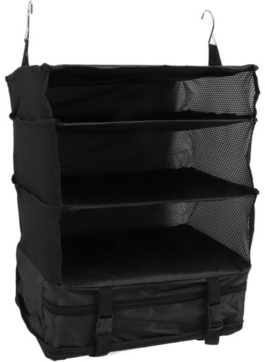 3-Shelf Hanging Closet Organizer &acirc;&euro;&ldquo; Collapsible Travel Storage Bag for RV, Wardrobe &amp; Packing