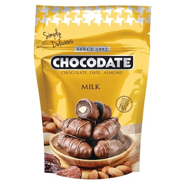 Exclusiv Chocodate Milk Chocolate Coated Dates with Almonds, 100g