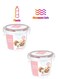 1.2L Plastic Set of 2 Round Food Container Bowls with Pink Airtight Lids, Leakproof BPA-Free Meal Prep Storage For Microwave Dishwasher and Freezer