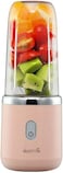 Deerma NU05 Mini USB Blender Bottle Portable Travel Juicer Cup Food Fruit Smoothie Maker Mixer Rechargeable 400ml   Wireless Juicing   6 Leaf Blade   Fast Charging   Easy 3 Step Smoothie - pink