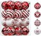 24Pcs Christmas Ball Ornaments Set, Red and White Christmas Tree Decorations Ball Ornaments, 2.36 Inch Hanging Ornaments for Xmas Trees Holiday Party Decor