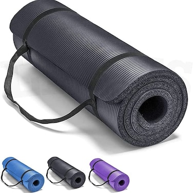 Yoga Mat Non Slip, Yoga Mat with Strap Included 10mm Thick Exercise Mat Ideal for HiiT, Pilates, Yoga and Many Other Home Workouts