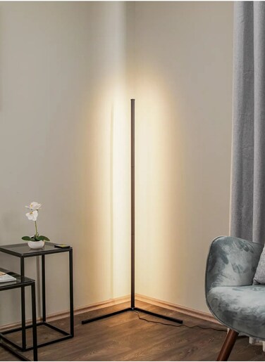 Corner Smart RGB LED Floor Lamp Dimmable With Music Sync Color Changing APP Control Remote 118cm UK Plug 20W