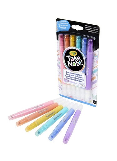 6 Count Take Note! Erasable Highlighters, Pastel Party
