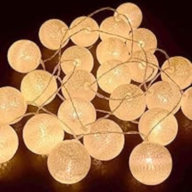 YU WELL LED Ball String Lights, Indoor/Outdoor Light, Enhance Playtime Experience for Party, Christmas,Ramadan, Wedding, Tent (3m-20 White Balls, Pack of 1)