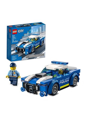 6379599 City Police Car Building Kit For Kids Aged 5 And Up; Includes A Police Officer Minifigure With A Toy Torch And A Police Cap, Ideal For Kids Ages 5+ Years (94 Pieces) 60312 5+ Years