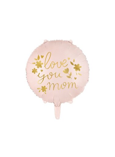 Foil balloon ''Love you mom'', 45 cm, pink