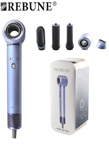 RE-0006 5 in 1 Multi-Styler High Speed Hair Dryer Airwrap Curler Hot Air Brush with 600 Millions Ions for Smooth Frizz Free Hair Airflow Control Hot/Cold Hair Styling Low Noise and Lightweight