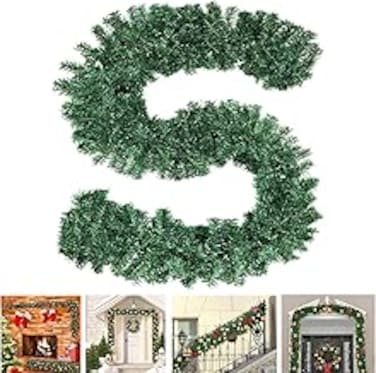 VUCATIN 270CM Christmas Garland, Artificial Christmas Tree Garland Xmax tree Wreath Vine Soft Greenery Garlands for Christmas Indoor Outdoor Decorations (01/green no light)