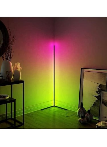RGB Standing Multicolour Aluminum Led Corner Floor Lamp Contemporary Smart Modern Atmosphere Light Decor Triangle Indoor Standing Corner Lamp Bedroom