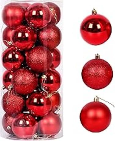30PCS Christmas Balls Ornaments Shatterproof Christmas Balls Ornaments Set &ndash; Gold &amp; Clear 4CM Decorative Hanging Baubles for Xmas Tree, Party, Wedding, and Holiday Decorations(red)