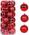 30PCS Christmas Balls Ornaments Shatterproof Christmas Balls Ornaments Set &ndash; Gold &amp; Clear 4CM Decorative Hanging Baubles for Xmas Tree, Party, Wedding, and Holiday Decorations(red)