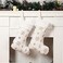 2 Pack White Christmas Stockings,18 Inches Faux Furry Fur Golden Large Snowflake Xmas Stocking for Holiday Decoration Gift Socks Christmas Ornament Gift Bags for Family Holiday Xmas Party Decorations