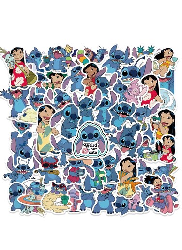 51PCS Lilo &amp; Stitch Stickers Pack, Cartoon Vinyl Waterproof Sticker for Water Bottle, Laptop, PC, Case, Car, Notebook, Skateboard, Journal, Aesthetic Stickers as Gifts for Kids, Teens