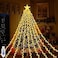 Christmas Decorations Lights, USB Christmas Lights, 6.6 ft 9 Strand 198 LED Waterfall String Light with Topper Star, 8 Modes Xmas Waterfall Tree Lights for Xmas Wedding Party