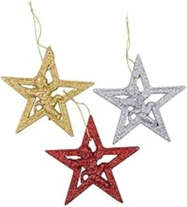 Festive Lights Radiant Sparkling Star Christmas Ornament &ndash; Twinkling Tree Decoration for Magical Holiday Decor