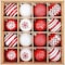 RR-INTL 16PCS Christmas Ball Ornaments, 2.36 Inch Red and White Christmas Tree Ornaments with Glittering, Shatterproof Baubles for Christmas Tree Decorations, Wreaths, Garlands