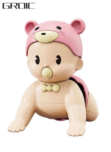 Musical Crawling Baby Doll Crawling Toy Lovely Interactive Plaything for Toddlers-Red