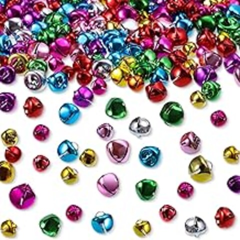 HIQUAY 300 Pieces Jingle Bells for Craft, Bulk DIY Christmas Bells for Holiday Home Christmas Festival Party, Wedding Decoration Gifts DIY Project (Multi Color)