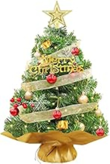 DQFYY 17.7&rdquo; Mini Christmas Tree Ornaments and Presents Small Christmas Tree Christmas Table Decorations Little Christmas Tree White Christmas Tree